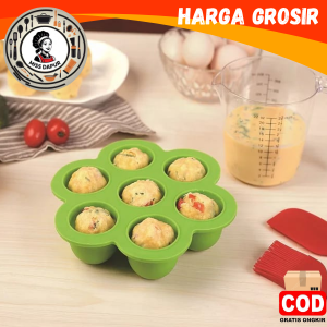 ALAT CETAKAN COKLAT AGAR AGAR PUDING SILICONE BULAT DENGAN PENUTUP 7 IN 1MOLDS BAKING