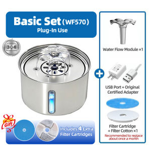 304 Stainless Steel Automatic Pet Water Fountain 3L Large Capacity Electric Silent Circulation Filter Dog Cat Drinking Bowl with Quiet Pump
