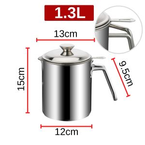 1.3L / 1.4L / 1.7L / 1.9L Cooking Oil Filter Pot Stainless Steel Oil Strainer Pot Large Capacity Penapis Minyak Masak