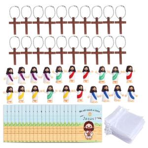 20Pcs Pocket Sized Christ Savior Charm and Devotional Cards Crosses Bags Children Spiritual Learning Tool for Believers