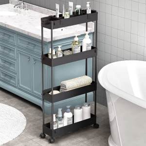 4 Layer/4 Tier Moving Rack Kitchen Storage Shelf Wall Cabinets Home Bedroom Bathroom Organizer Trolley