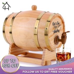 【New Arrival】 Premium Wooden Whiskey Barrel 3L with Engraving Stand and Spigot for Liquor Storage Stylish Home Bar Accessory