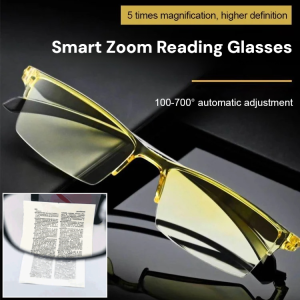 Smart Zoom Gradient Color Reading Glasses Auto Adjusting +100 to +700 Degree Presbyopia Glasses Anti Blue Light HD Lens