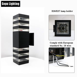 Nordic Style E27 Outdoor Wall Light Modern IP65 Waterproof Double Light Aluminum Cuboid LED Wall Light Fixtures Dual Head Wall Lamp Socket AC 85-240V Send 12W Bulb for Courtyard Garden Porch Corridor outdoor villas Christmas Decor