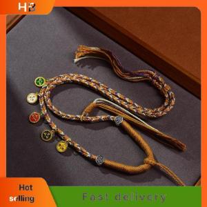 HB Tibetan Hand-Rubbed Cotton Rope Zhaqilam Dzi Bead Necklace Rope Amulet Chain Pendant Hanging Rope
