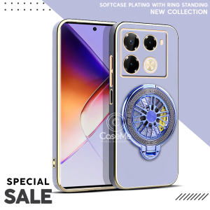 Case Infinix Note 40 40 Pro Soft Case Stand Holder Ring Fun Silicone Luxury Plating