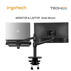 IRGOTECH Upgraded Dual Monitor Arm Laptop 17" Monitor 32" Laptop Stand Aluminium 44cm Pole Monitor Desk Mount Arm Monitor Stand Laptop Tablet Holder Monitor Stand Desk Laptop Holder Monitor Mount Study Table Laptop Arm M-Series