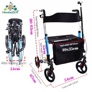 【🔥New】 Rollator Elderly Walker Foldable Elderly Walking Aid With Seat Storage Bag Wheels