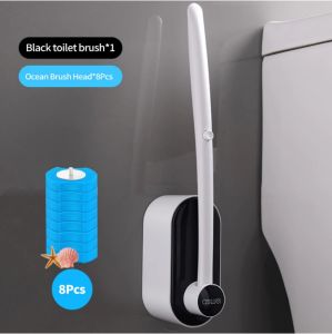 Toilet brush disposable toilet cleaning brush set flushing and cleaning scrubbing 2-in-1 bathroom cleaning tool set