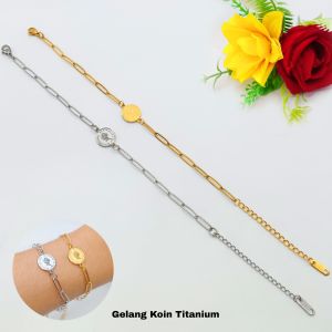 Gelang Rantai Tikar Plat Motif Pasir&Dof Mewah Anti Karat Anti Luntur Sultan Terbaru Stainless Steel