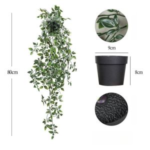 【Ready Stock】Artificial Vine Plants With Flowerpot Hanging Ivy Green Leaves Garden Decoration Fake Greenery Plant
