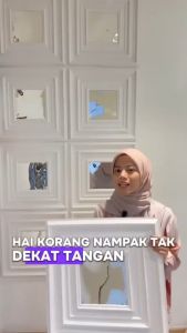 Waterproof wall stickers Wall paper dinding Grand Mirror PVC 3D Panel Tebal Kertas Dinding Kalis