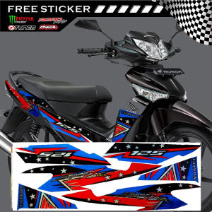 STIKER STRIPING MOTOR HONDA SUPRA VARIASI VINYL MERAH BIRU TERMURAH DAN TERLARIS