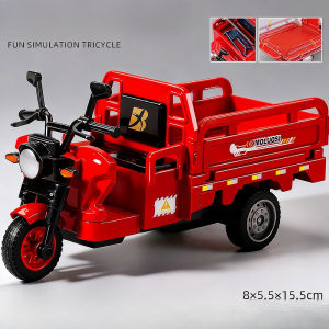 Kids Simulation Tricycle Pull Back Vehicle Toy with Steering & Storage Design Gift for Boys