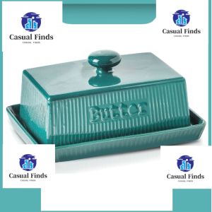 Ceramic Butter Box with Lid & Free Knife- Perfect for Storing Butter Sticks & Spreadable Butter