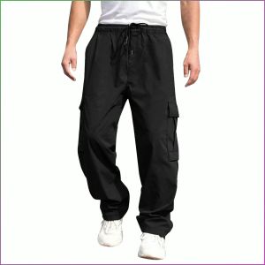 Casual Pants Freedom Breathable Sweatpants Pocket Solid Color Practicality Lanyard Comfort Wearable