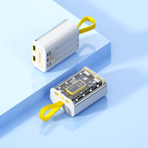 🇸🇬【READY STOCK】 Mini Power Bank 22.5W Fast Charging 20000 mAh Large Capacity  Transparent Comes With Line Cable