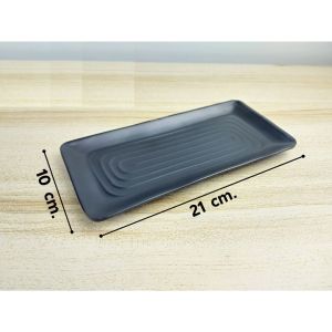 Đĩa hình chữ nhật màu đen MELAMINE để thịt nướng BBQ trang trí thức ăn bàn tiệc đủ size