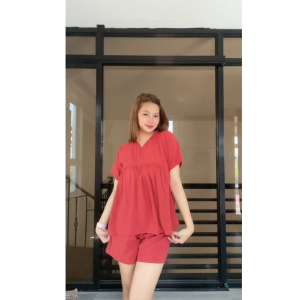 SC81 Set | Peplum Blouse and Shorts Coordinates