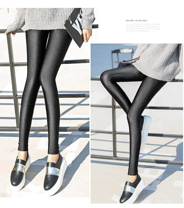 Thin section on the foot shiny pants leggings women wear one overall pants  was thin