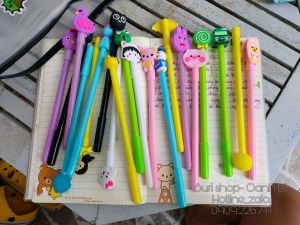 Set 10-20 cây bút gel mực tím cute nắp bút họa tiết xinh xắn dành cho học sinh tiểu học