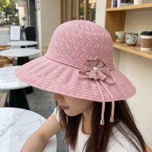 YOCKY UV Protection Summer Sun Hat Bowknot Breathable Wide Brim Hat Panama Cap French Style Floral Beach Cap Women