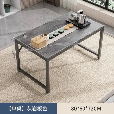 Meja Makan 餐桌 Minimalist Rectangular Dining Table Marble Pattern Tea Table Large Living Room Coffee Table Kitchen Table Modern Zen Tea Brewing Table