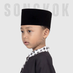 PECI SONGKOK ANAK / KOPIAH SONGKOK DEWASA / SONGKOK HITAM NASIONAL PREMIUM TINGGI 9 ( POLOS )