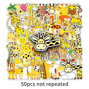 50PCS Cute Yellow Giraffe Animal Sticker Laptop Waterproof Decorative Vinyl Sticker