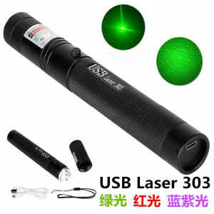 USB Rechargeable GREEN/RED LASER Pointers 303 532nm laser flashlight high power green laser pointer with adjustable focus outdoor travel pointer 18650 battery range 2000-5000M full star rechargeable model