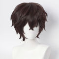 Rambut Sintetis Wig Dazai Osamu Wig Anime Bungo Stray Dogs Cosplay Pendek Coklat Hitam Tahan Panas Pesta Halloween + Topi Wig. 