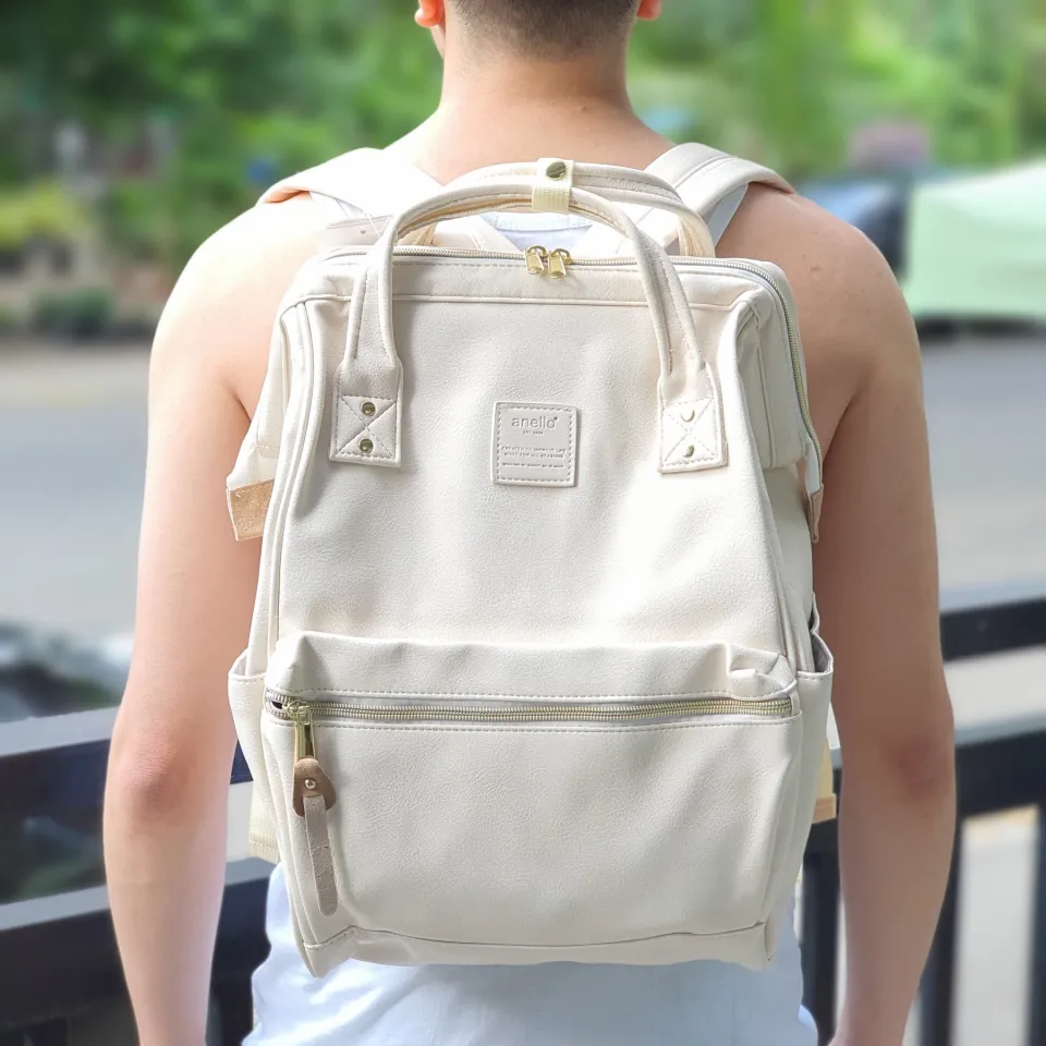 White discount leather rucksack