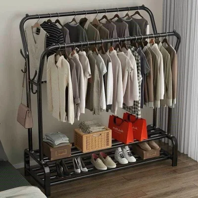Giá Treo Quần Áo Kim Loại Đơn Giản Chắc Chắn Tiện Lợi 2 Giàn Phơi 2 Tầng