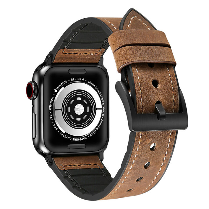 Silicone+Leather strap For Apple Watch 10 Ultra band 49mm 46mm