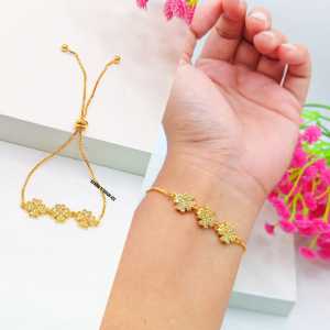 GELANG TANGAN TITANIUM MODEL SERUT VARIASI BUNGA ANTI LUNTUR & ANTI KARAT (COD)