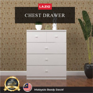 Lazio Sofa Victoria 5 Drawer Chest Drawer Modern Scandinavian Chest Drawer Wenge and White Colour |H93 x W80 x D40cm|五斗柜简约现代卧室收纳柜客厅靠墙五斗橱子抽屉柜柜子储物柜 【四层五抽款】暖白色