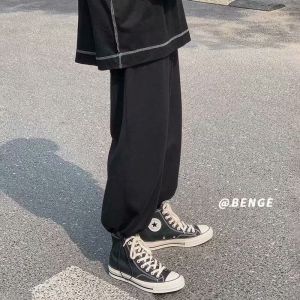 2024 New Spring and Summer Casual Pants Men and Women Couple Loose-Fit Tappered Trousers Korean Style Trendy Straight Track Sweatpants