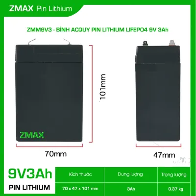 Bình Acquy Pin Lithium LiFeFO4 12V 12Ah ZMU12V6S Dùng Cho Bộ Lưu Điện UPS