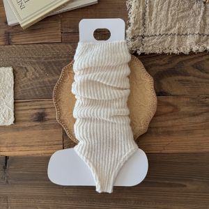 CREATIVE PAVILION Màu sắc đồng nhất Bao chân Nơ đan Harajuku Vớ ống giữa  Dày hơn Bọc ủng Quà tặng