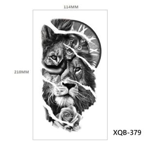 PLNBFG Rose Animals Long-lasting Warrior Tiger Wolf Tattoo Sleeve Fake Tattoo Stickers Temporary Tattoos Black Tattoo Sticker