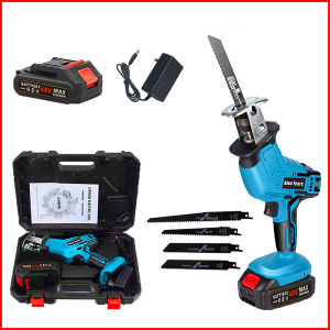 เลื่อยไฟฟ้าไร้สายชาร์จไฟ 48V พร้อมแบตเตอรี่ 2 ก้อน และชุดใบเลื่อย 4 ใบ สำหรับตัดโลหะ/ไม้/พีวีซี