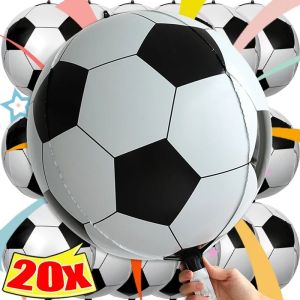 ลูกโป่งฟิล์มอะลูมิเนียมฟุตบอลมีธีมฟุตบอลขนาด22นิ้วพิธีจบการศึกษาปาร์ตี้วันเกิดลูกโป่งประดับสีดำและสีขาว