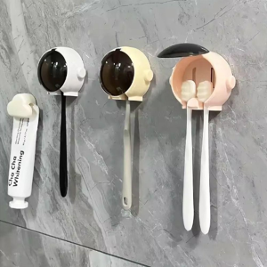 YAHOO 1pc Astronaut-Themed Wall-Mounted Toothbrush Holder - Drill-Free Hanging Organizer for Electric/Manual Toothbrushes