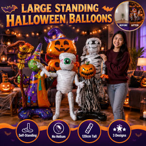 Large Halloween Standing Balloons 3D Inflatable Pumpkin Witch Foil Balloon Halloween Party Decorations Festive Event Supplies