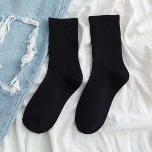 White Athletic Socks New Trend Ins Korean Couple Crew Socks Cotton Casual Autumn Boys Girls Black Running Socks Solid 1 Pair