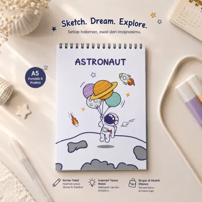 Sketchbook A5 / A6 Aesthetic | Buku Gambar Sketsa Spiral 40 Lembar 80 Halaman
