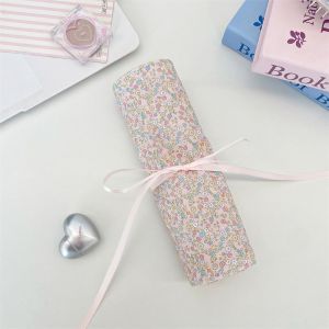 JON09 Convenient Makeup Brush Bag Large Capacity Floral Pattern Makeup Brush Organizer New Trendy Pink Cosmetic Storage Bag Travel