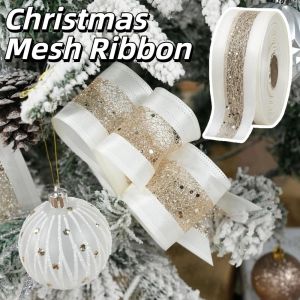 YERZ Linen Christmas Mesh Ribbon Bow Making DIY Craft Floral Arrangement Ribbon Bow Making Ribbon Flexible Xmas Tree Ribbon Handmade Supplies
