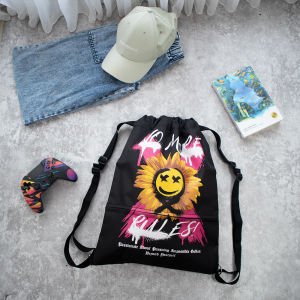 (Bisa COD) Tas Serut Anti Air Water Proof String Bag / Draw String / Gym Sack Tas Olahraga Pria Kekinian Motif NO MORE RULES