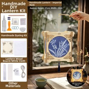 GAOSU Retro Đèn lồng nhuộm màu Hình dạng con thỏ Cổ điển Đèn lồng tự làm Sáng tạo Sen Đèn lồng sáng rực Tết Trung Thu